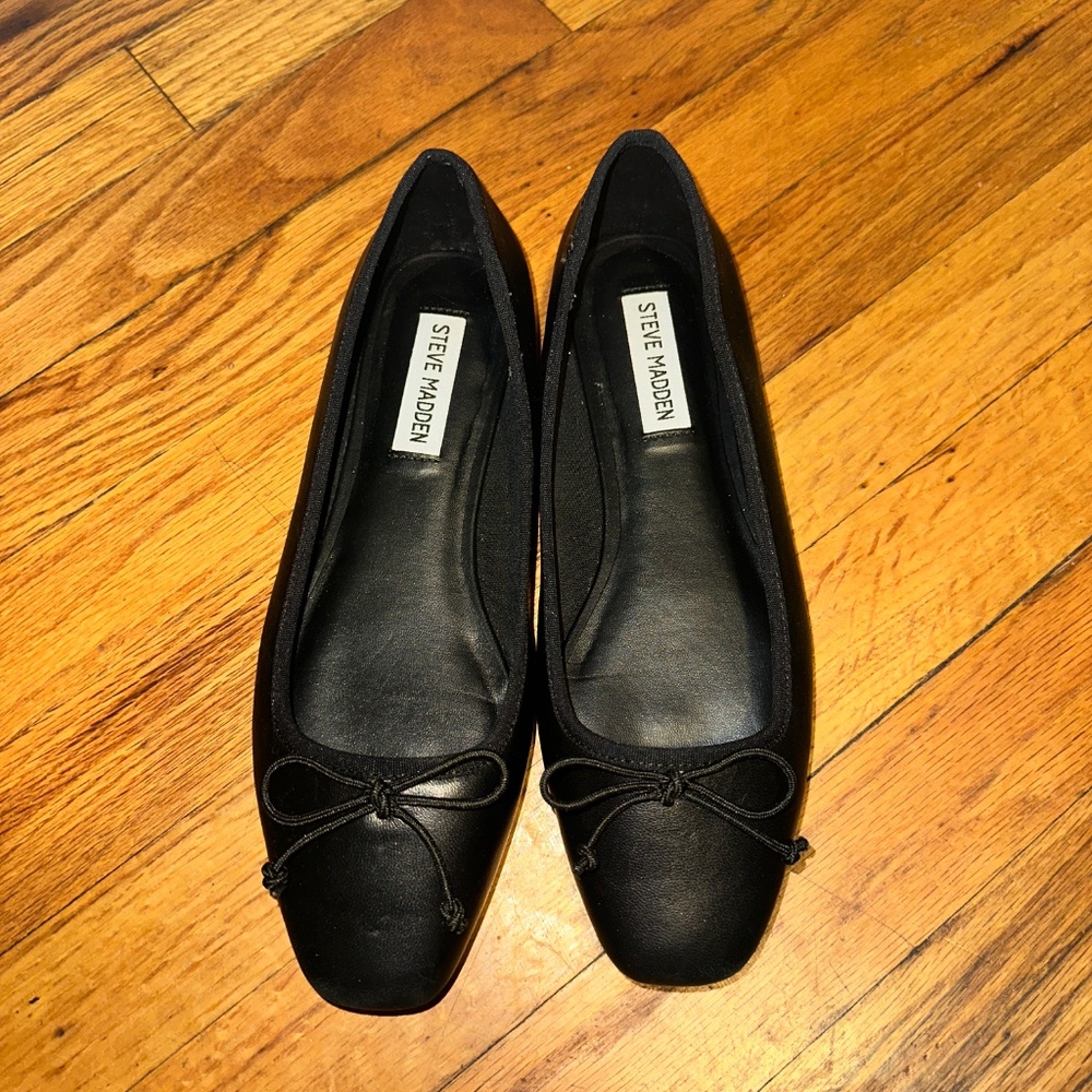 Steve Madden Hartford Black Ballet Flats Womens Shoes Size 8
